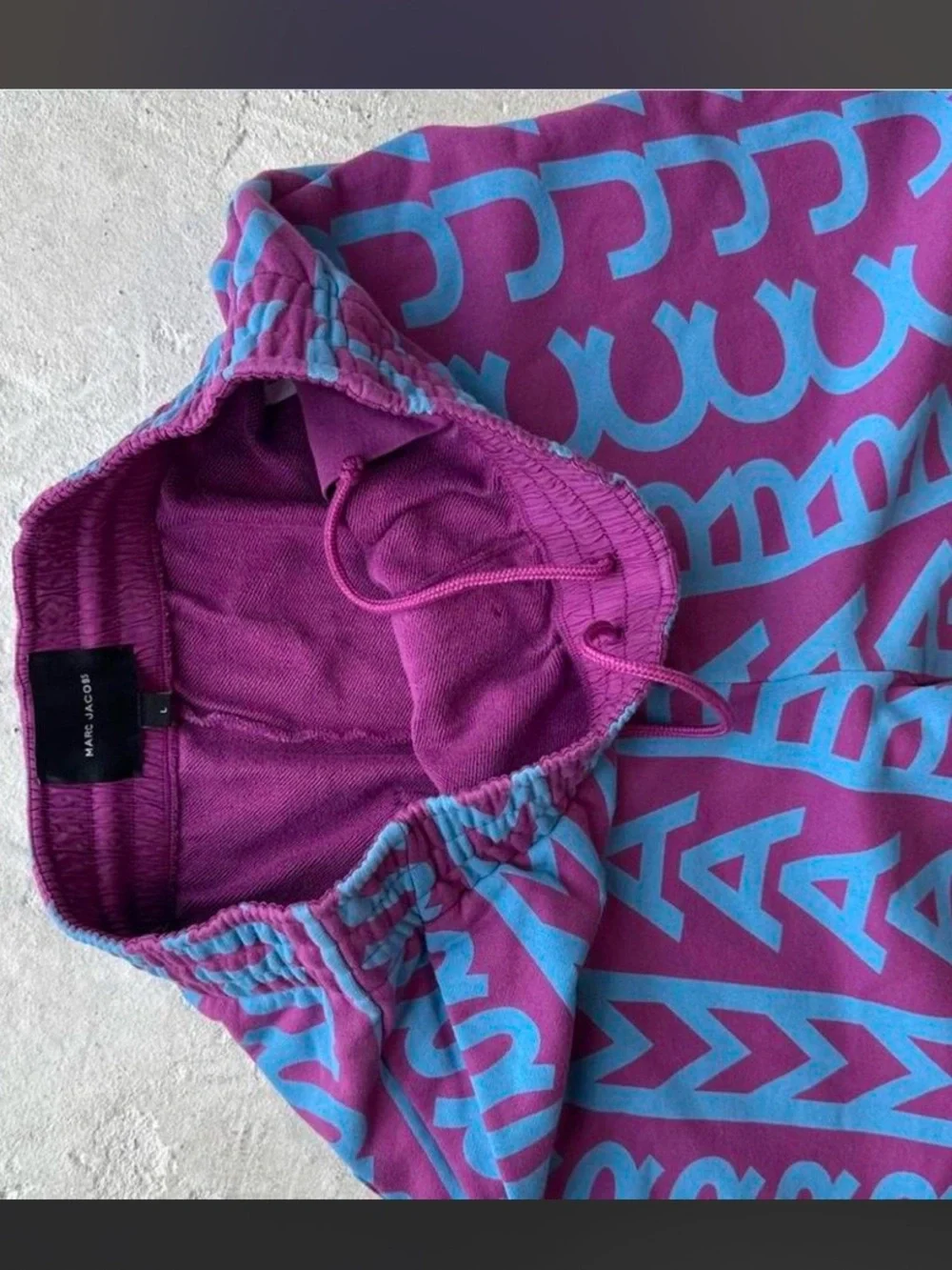 Marc Jacobs Purple Joggers with Teal Logo Stripe